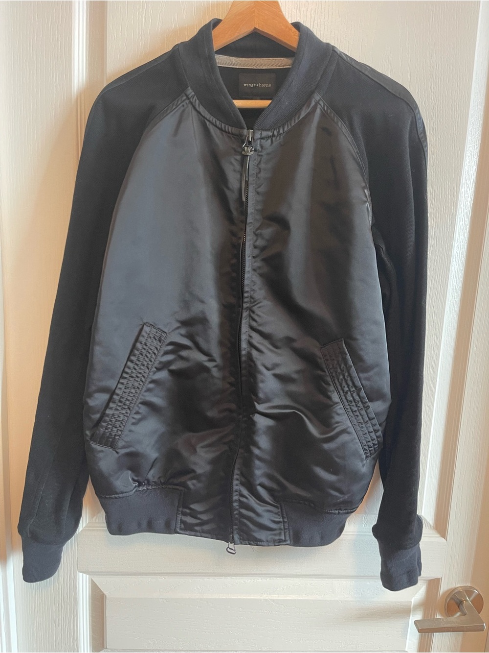 Wings+Horns zip up Bomber Jacket Black Size Large